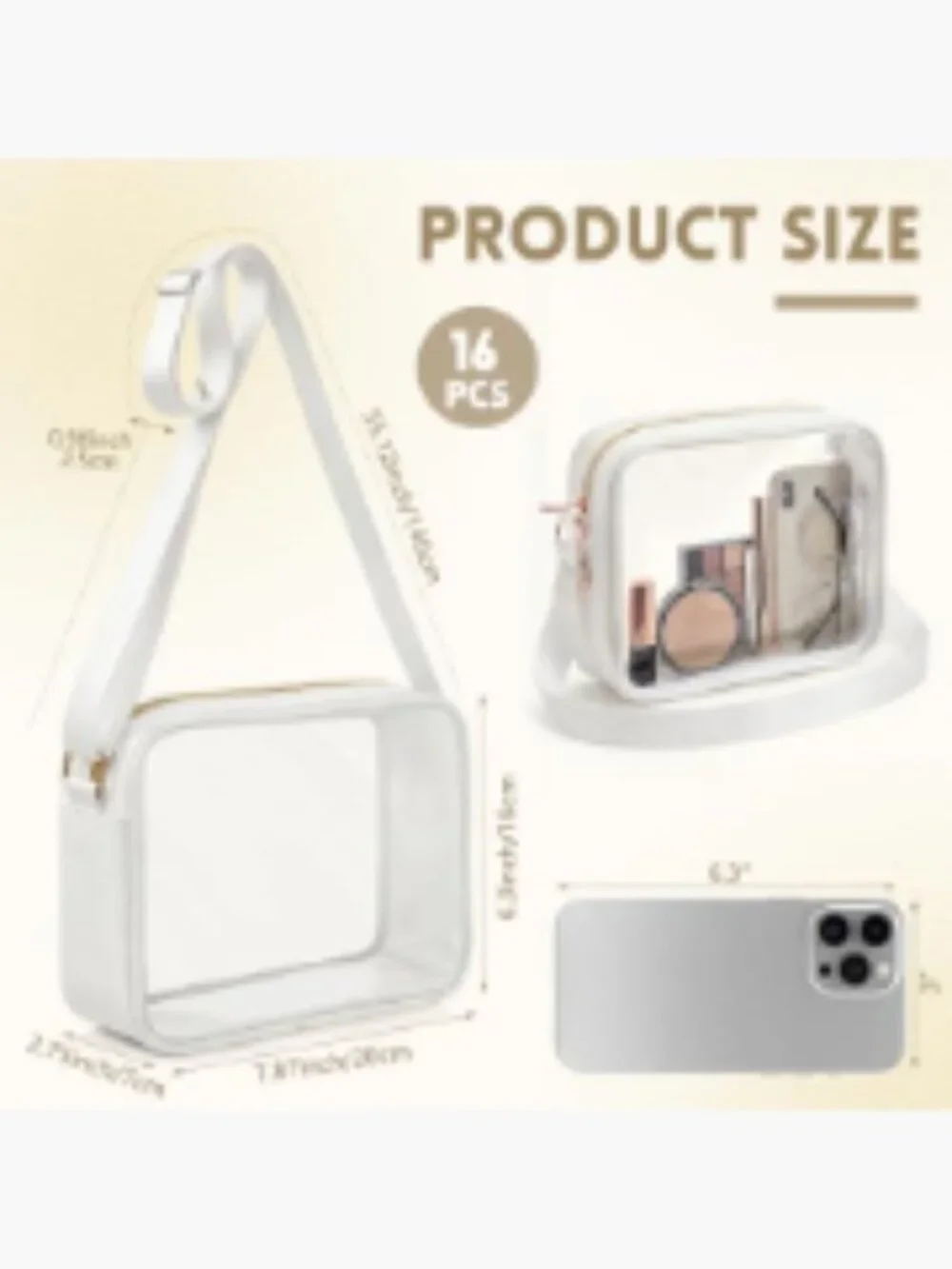 Clear Stadium Approved Crossbody Bags Bulk 16pk Adjustable Strap Transparent